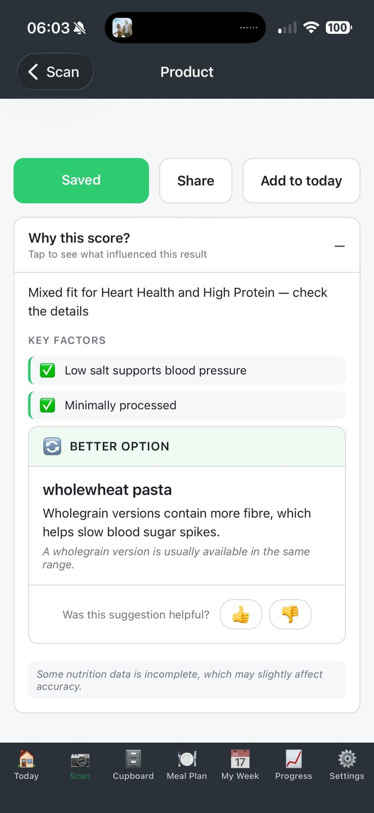 Preference-driven evaluation screenshot